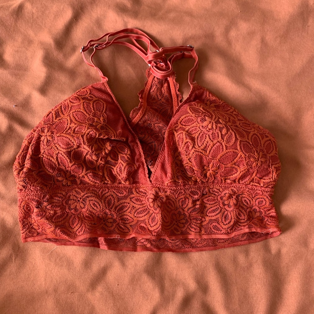 Aerie woman’s bralette/bra, red, lace, barely used, size small, thin padding.